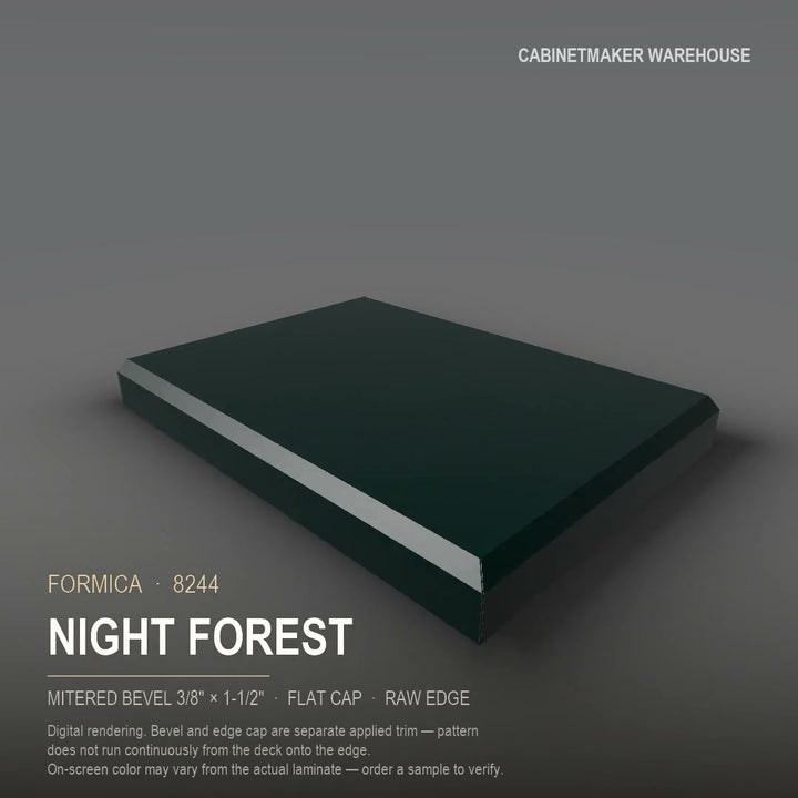 Formica Night Forest 8244 laminate on a countertop with a mitered bevel edge