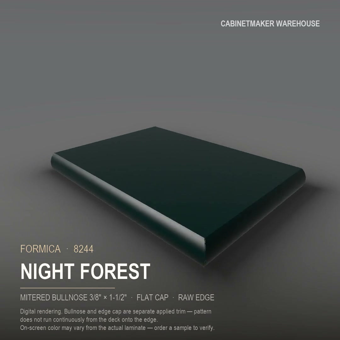 Formica Night Forest 8244 laminate on a countertop with a mitered bullnose edge