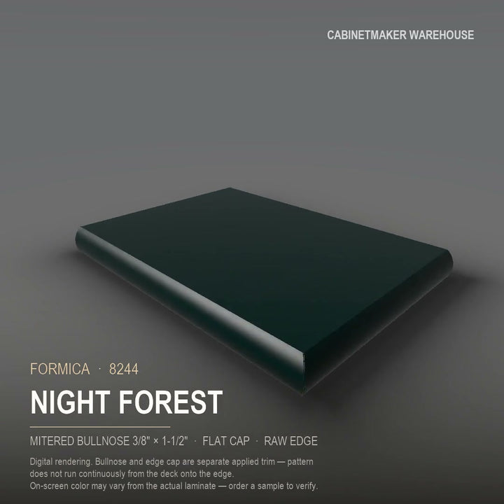 Formica Night Forest 8244 laminate on a countertop with a mitered bullnose edge