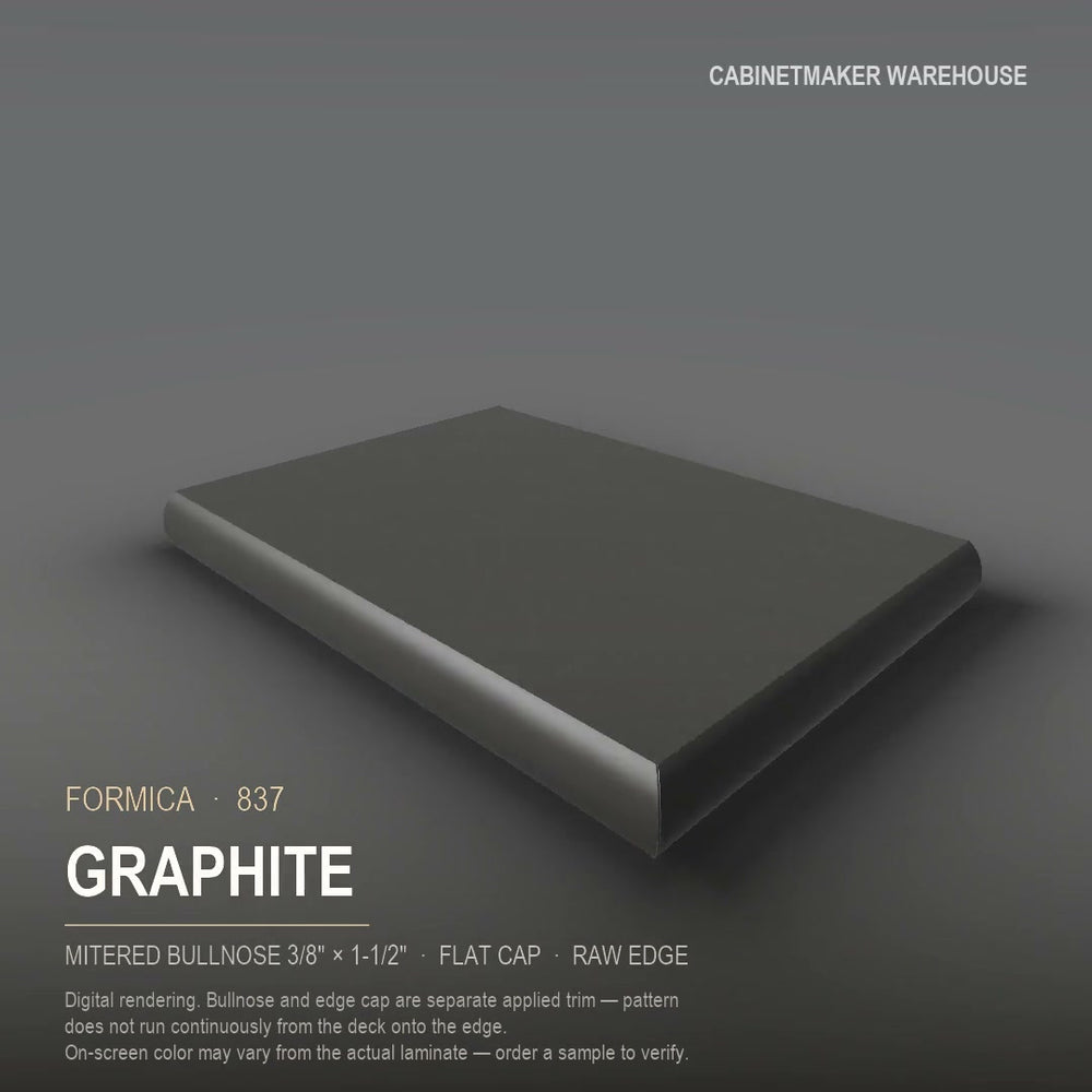 Formica Graphite 837 laminate on a countertop with a mitered bullnose edge