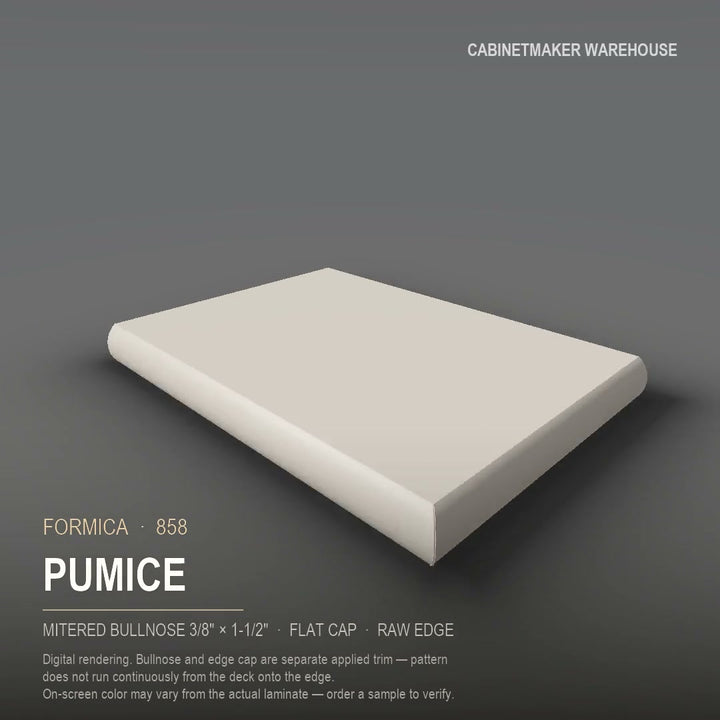 Formica Pumice 858 laminate on a countertop with a mitered bullnose edge