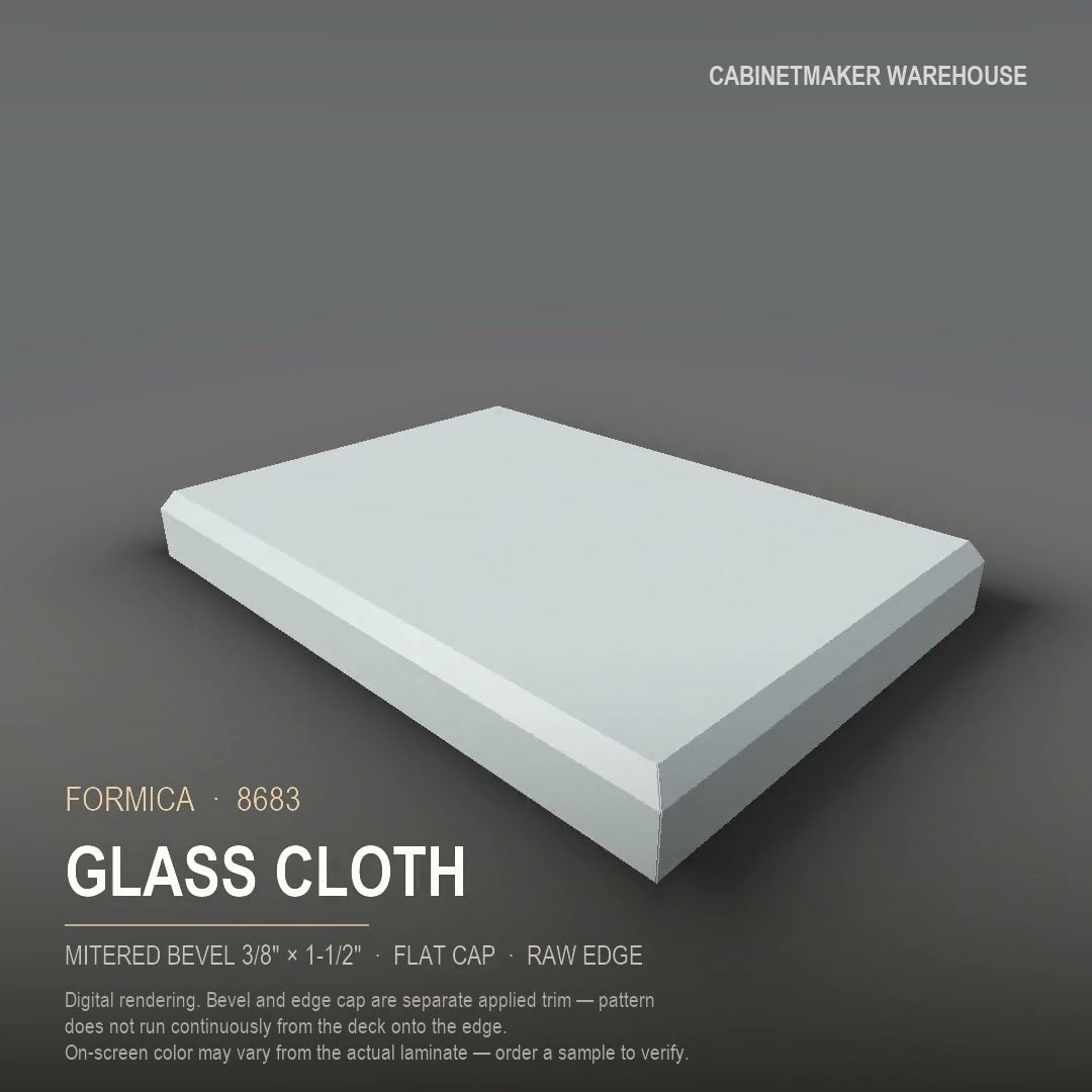 Formica Glass Cloth 8683 laminate on a countertop with a mitered bevel edge