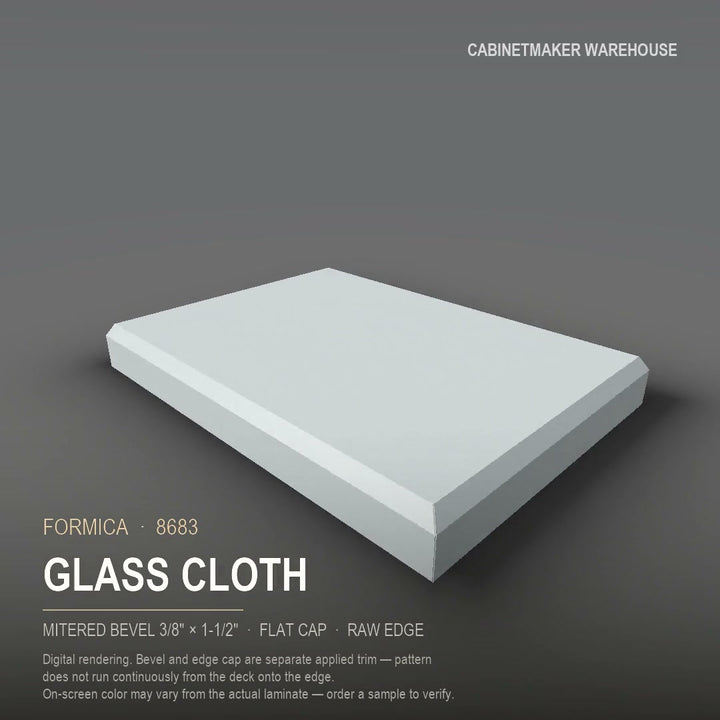 Formica Glass Cloth 8683 laminate on a countertop with a mitered bevel edge