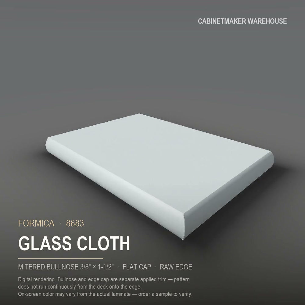 Formica Glass Cloth 8683 laminate on a countertop with a mitered bullnose edge