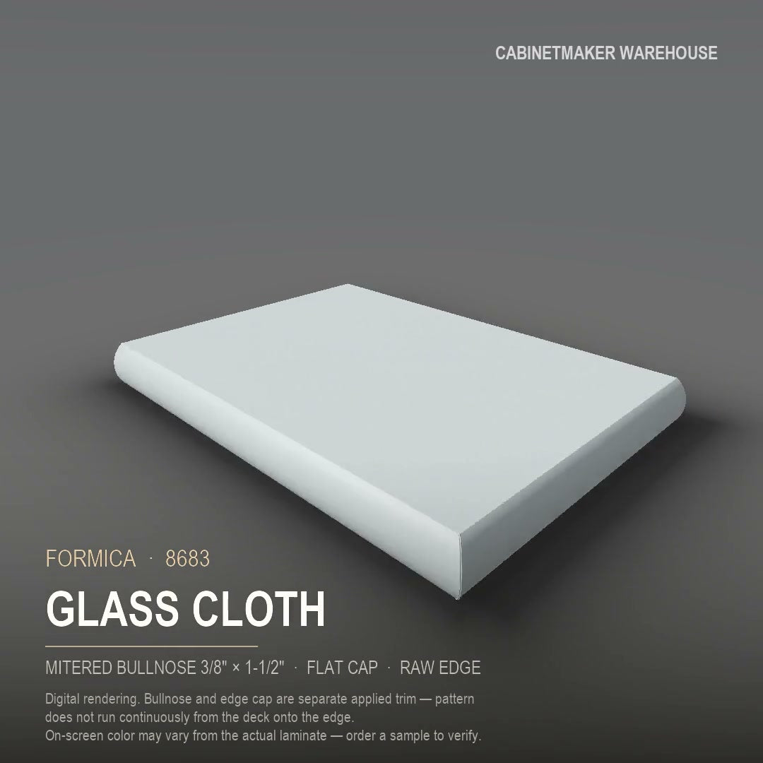 Formica Glass Cloth 8683 laminate on a countertop with a mitered bullnose edge