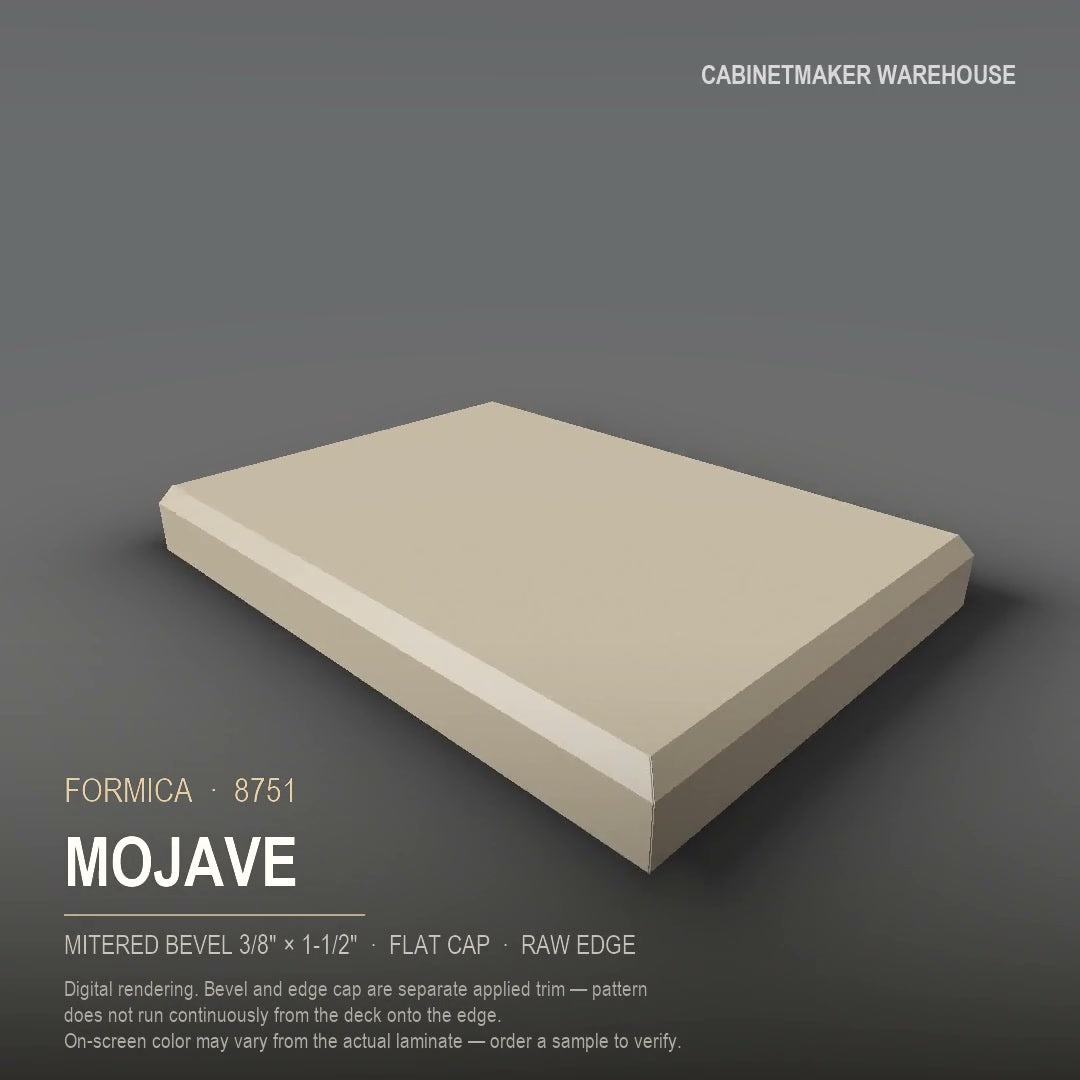 Formica Mojave 8751 laminate on a countertop with a mitered bevel edge