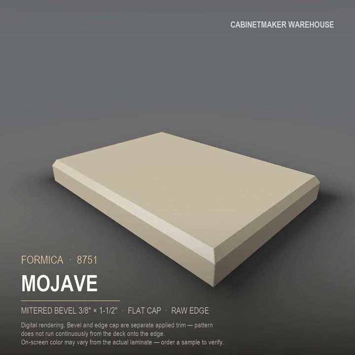 Formica Mojave 8751 laminate on a countertop with a mitered bevel edge