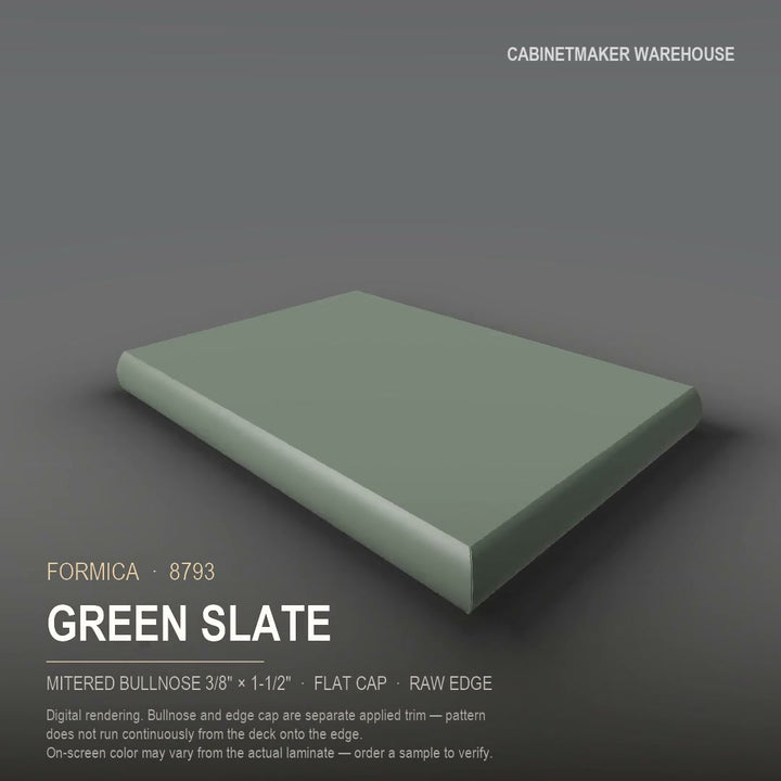 Formica Green Slate 8793 laminate on a countertop with a mitered bullnose edge