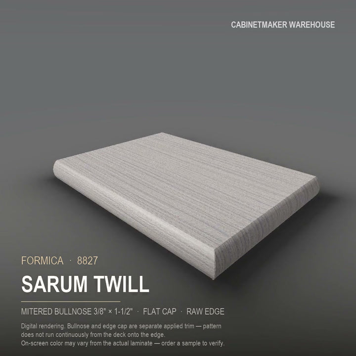 Formica Sarum Twill 8827 laminate on a countertop with a mitered bullnose edge