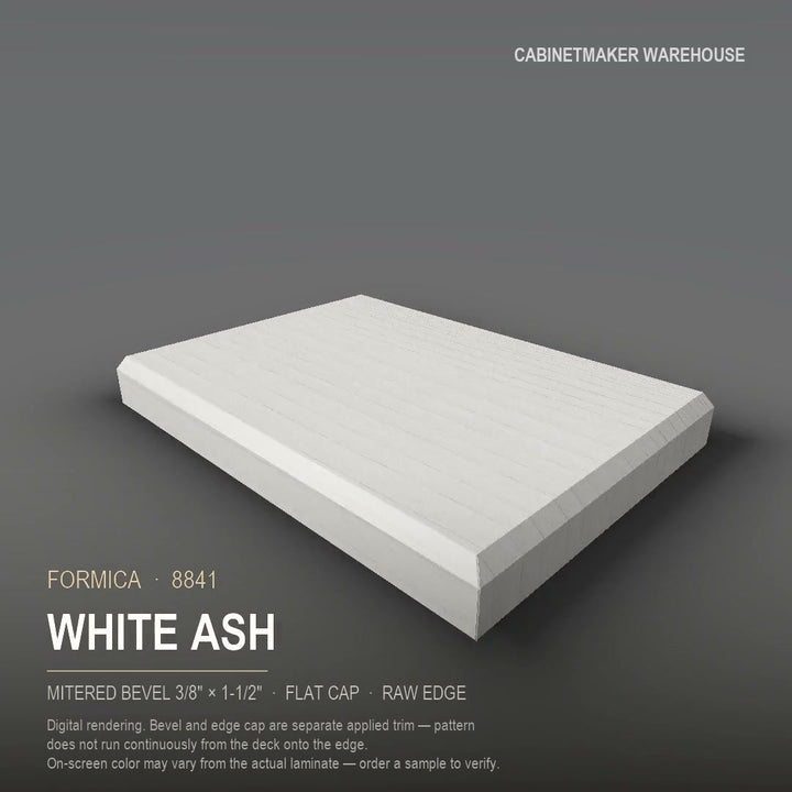 Formica White Ash 8841 laminate on a countertop with a mitered bevel edge