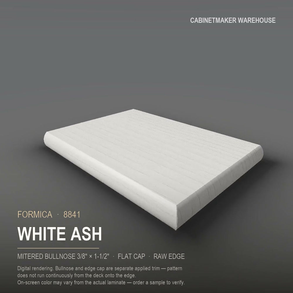 Formica White Ash 8841 laminate on a countertop with a mitered bullnose edge
