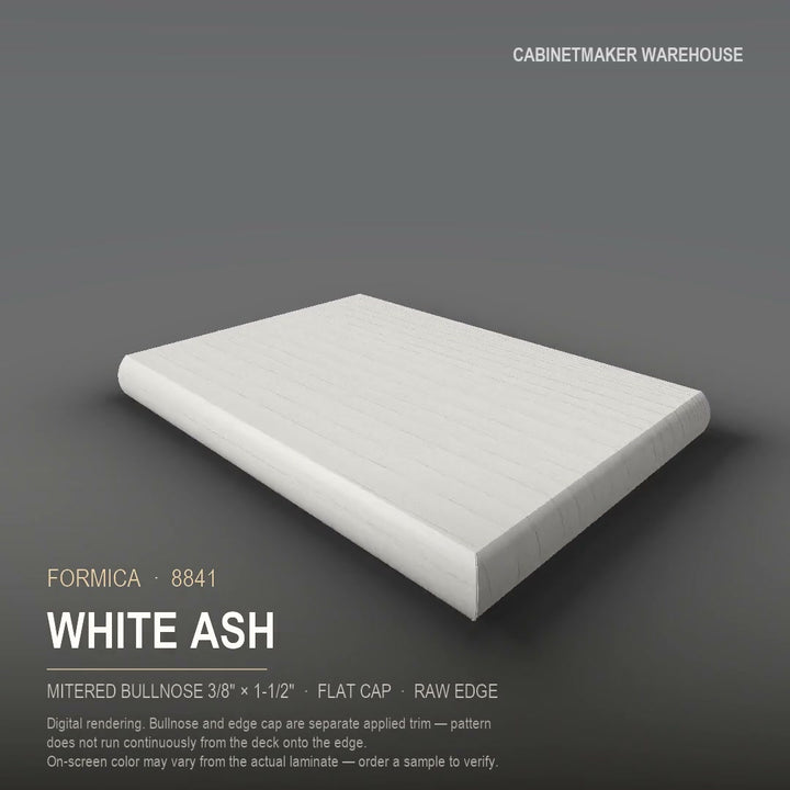 Formica White Ash 8841 laminate on a countertop with a mitered bullnose edge