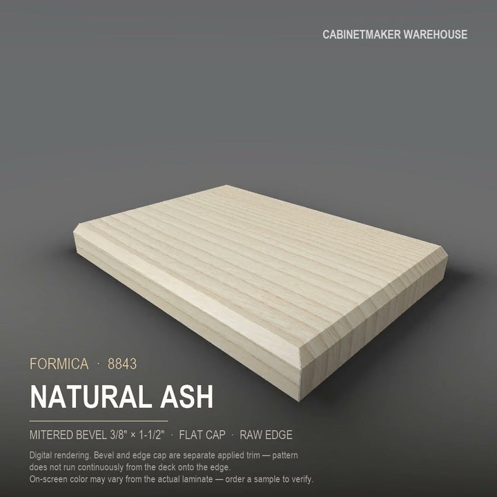 Formica Natural Ash 8843 laminate on a countertop with a mitered bevel edge