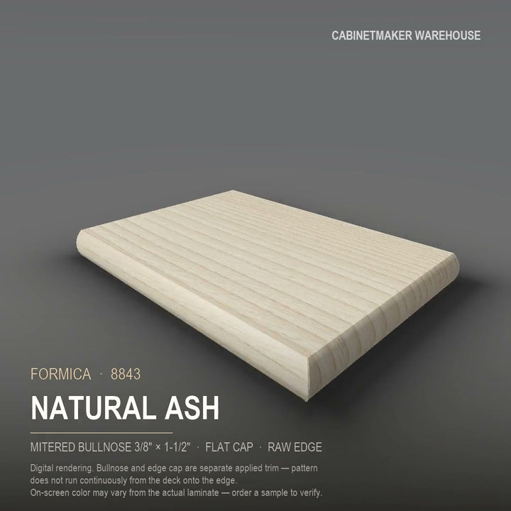 Formica Natural Ash 8843 laminate on a countertop with a mitered bullnose edge