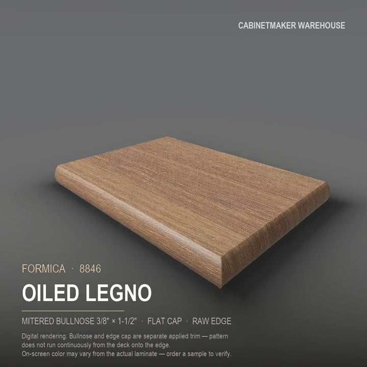 Formica Oiled Legno 8846 laminate on a countertop with a mitered bullnose edge