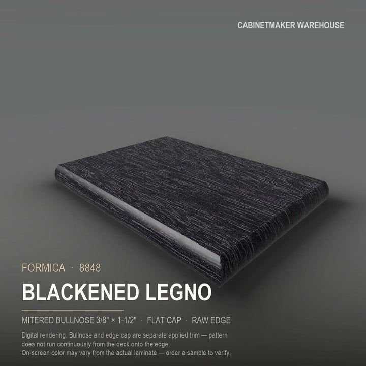 Formica Blackened Legno 8848 laminate on a countertop with a mitered bullnose edge