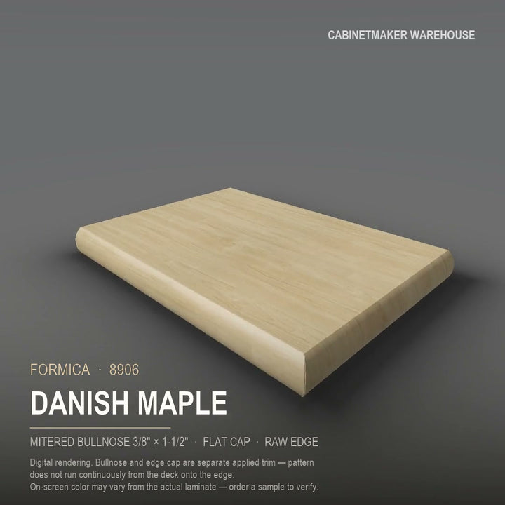 Formica Danish Maple 8906 laminate on a countertop with a mitered bullnose edge