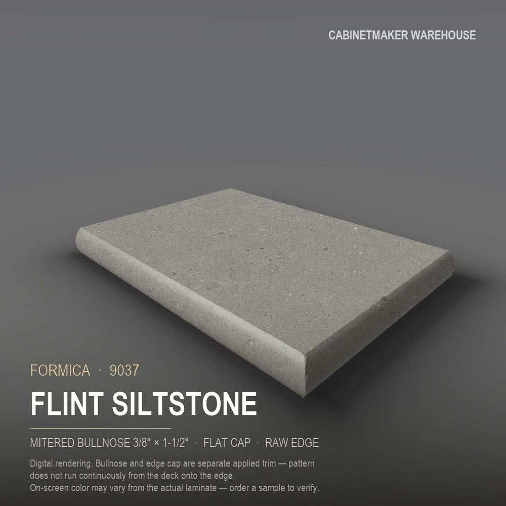 Formica Flint Siltstone 9037 laminate on a countertop with a mitered bullnose edge