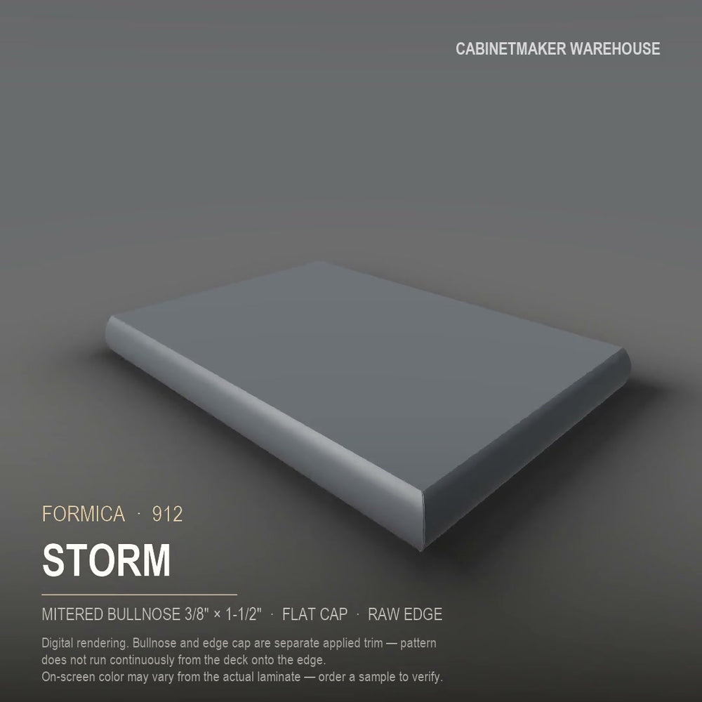 Formica Storm 912 laminate on a countertop with a mitered bullnose edge