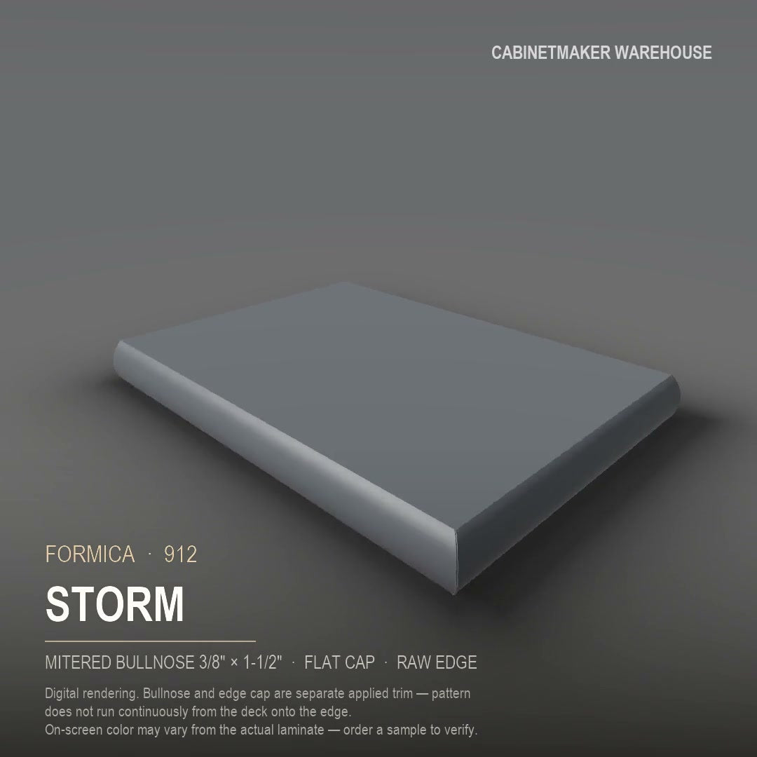 Formica Storm 912 laminate on a countertop with a mitered bullnose edge