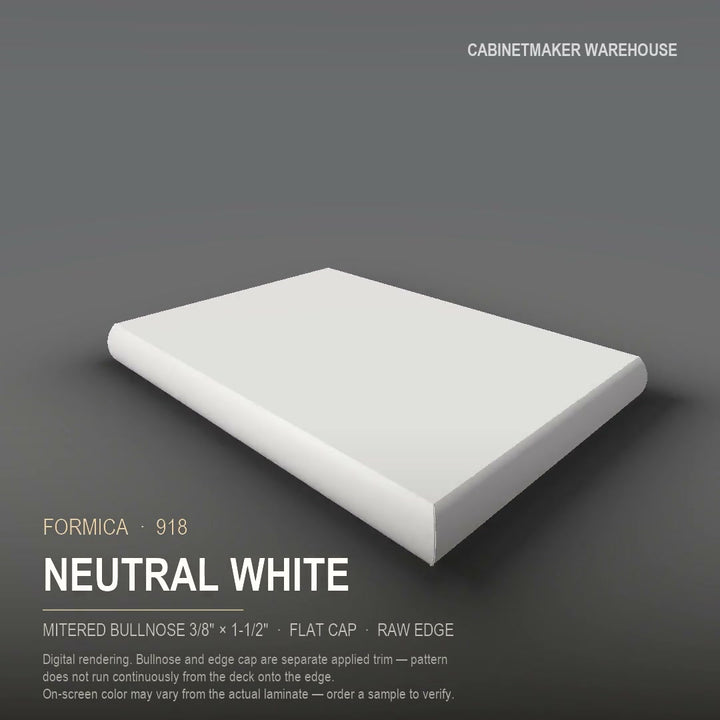 Formica Neutral White 918 laminate on a countertop with a mitered bullnose edge