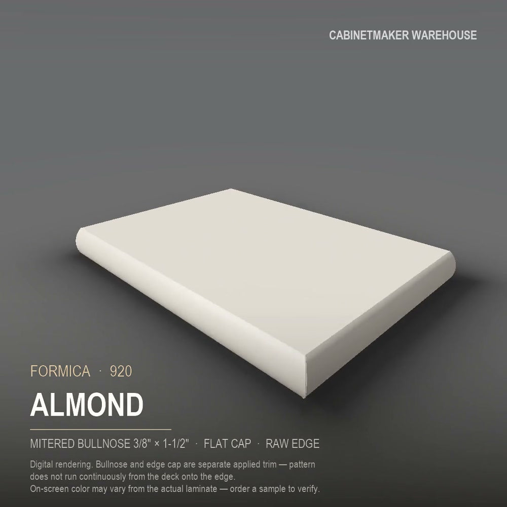 Formica Almond 920 laminate on a countertop with a mitered bullnose edge