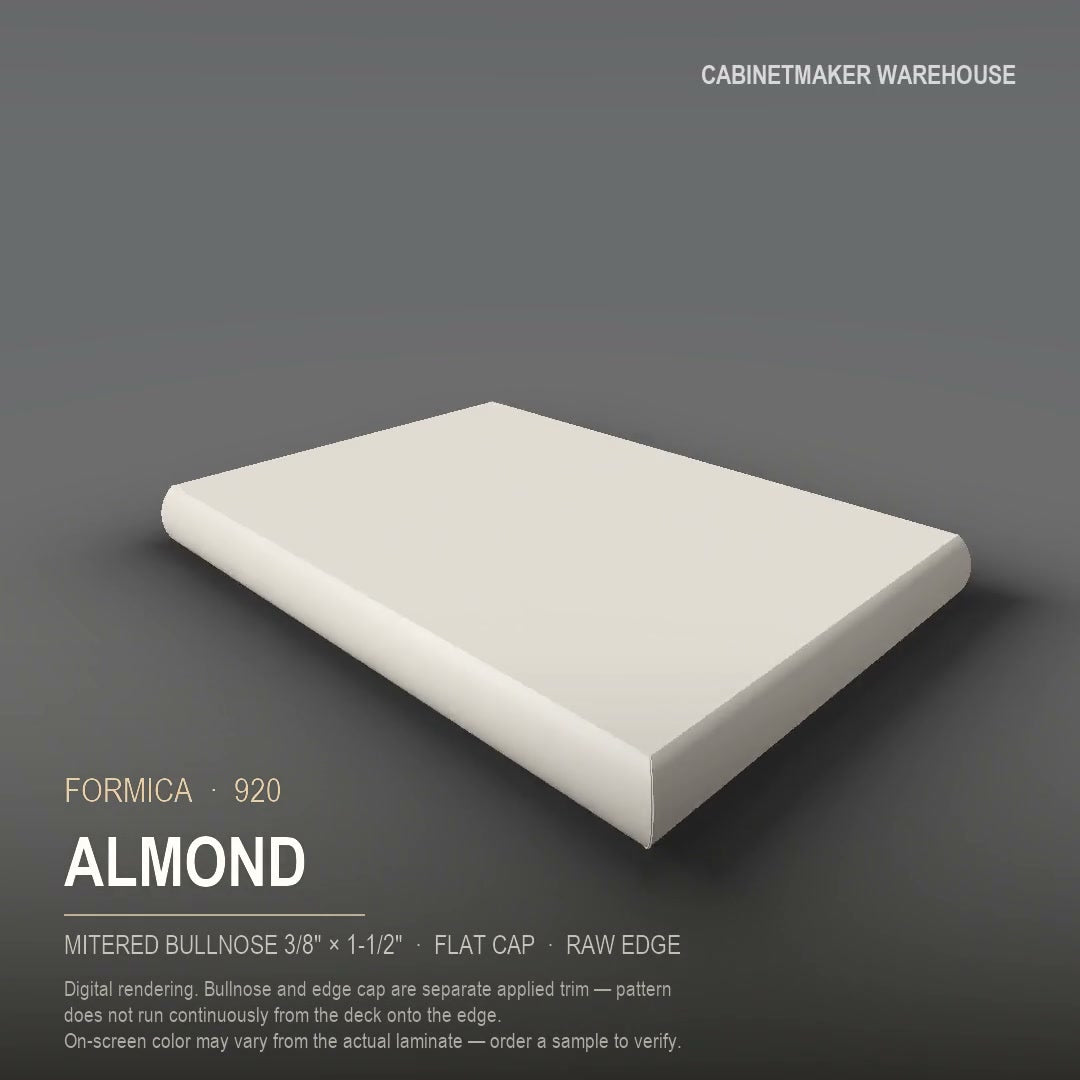 Formica Almond 920 laminate on a countertop with a mitered bullnose edge