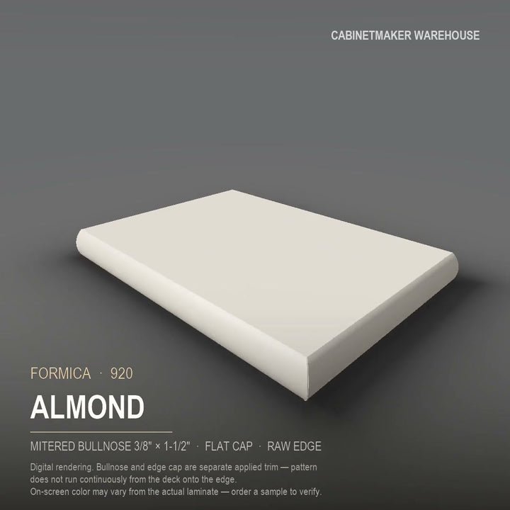 Formica Almond 920 laminate on a countertop with a mitered bullnose edge