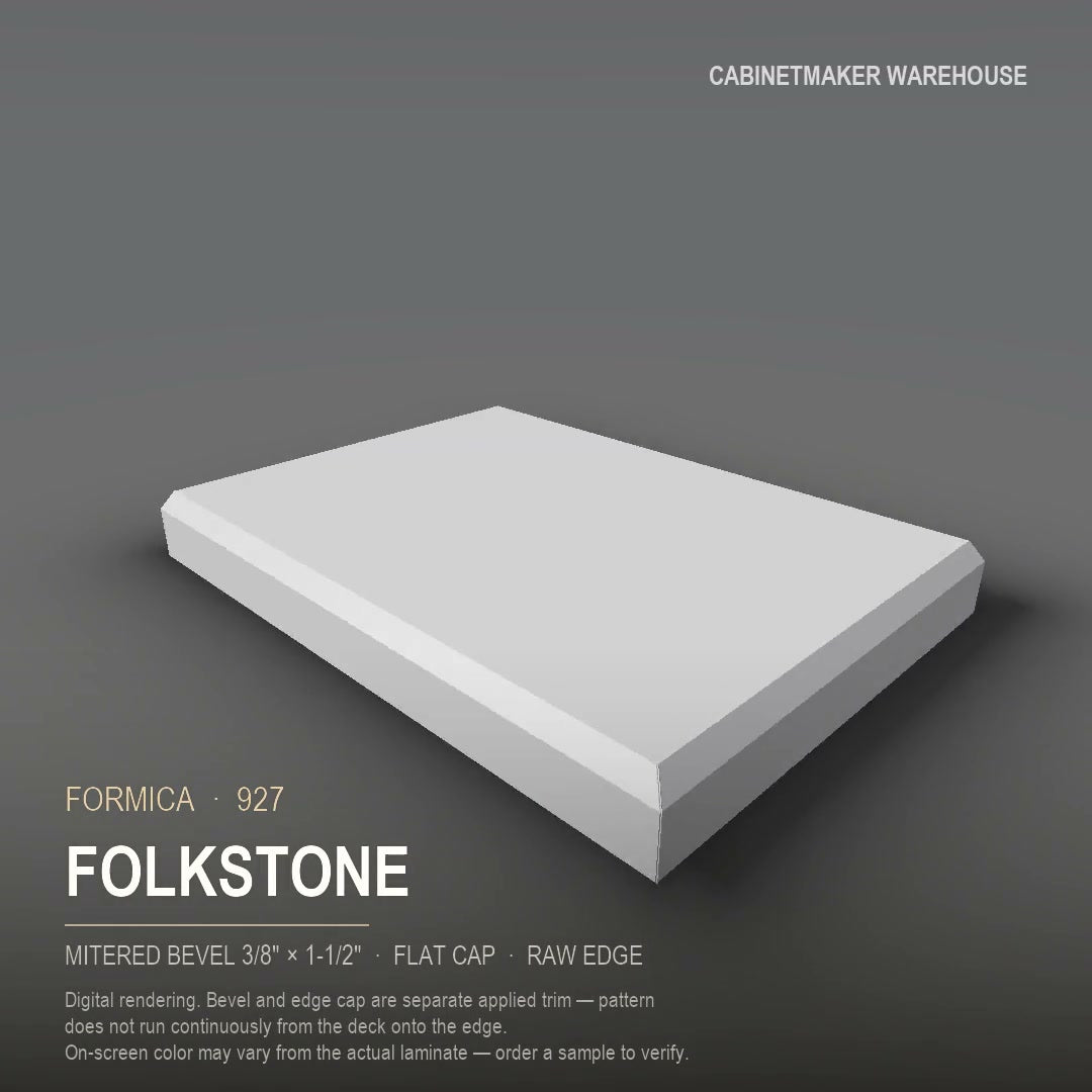 Formica Folkstone 927 laminate on a countertop with a mitered bevel edge