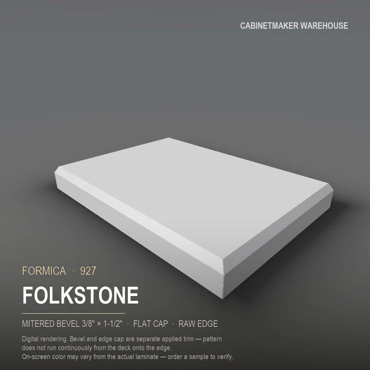 Formica Folkstone 927 laminate on a countertop with a mitered bevel edge