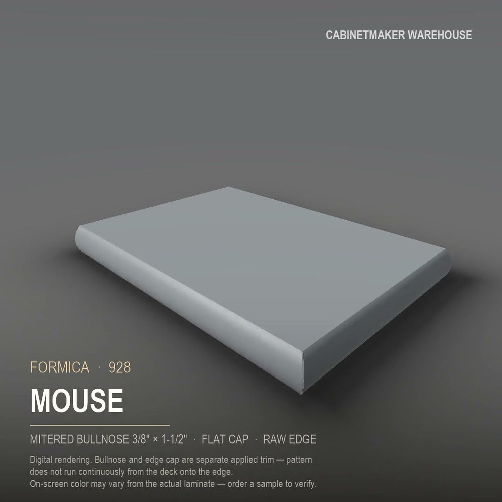 Formica Mouse 928 laminate on a countertop with a mitered bullnose edge