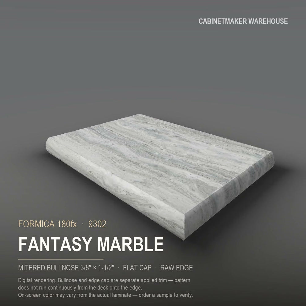 Formica Fantasy Marble 9302 laminate on a countertop with a mitered bullnose edge