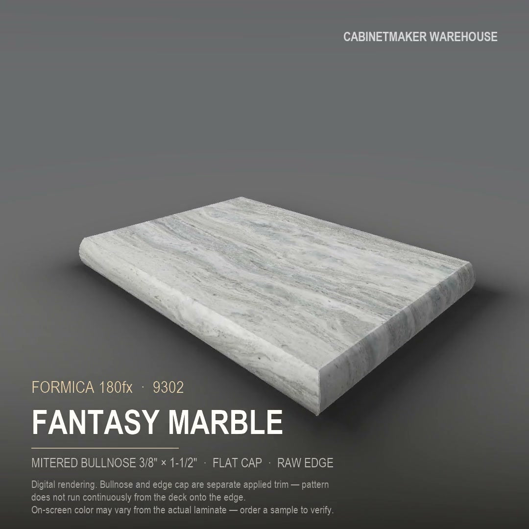 Formica Fantasy Marble 9302 laminate on a countertop with a mitered bullnose edge