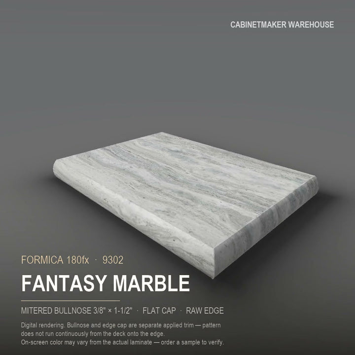 Formica Fantasy Marble 9302 laminate on a countertop with a mitered bullnose edge