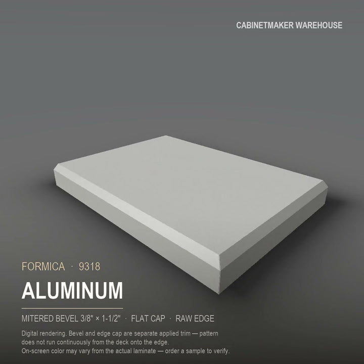 Formica Aluminum 9318 laminate on a countertop with a mitered bevel edge