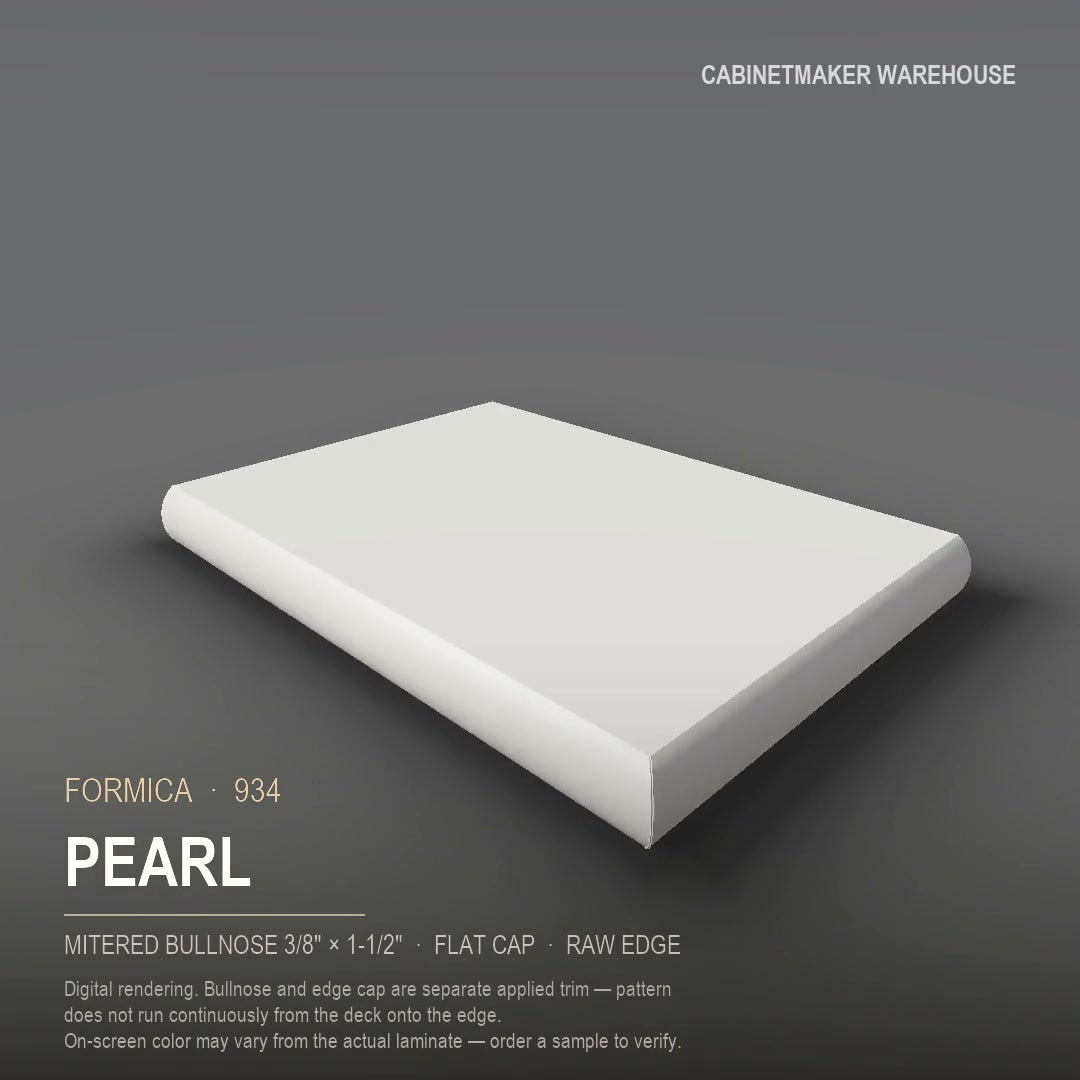 Formica Pearl 934 laminate on a countertop with a mitered bullnose edge