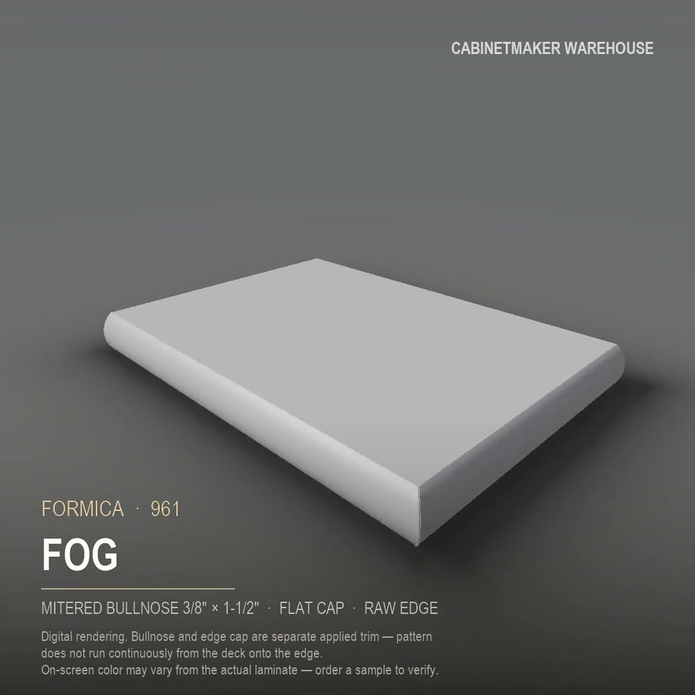Formica Fog 961 laminate on a countertop with a mitered bullnose edge