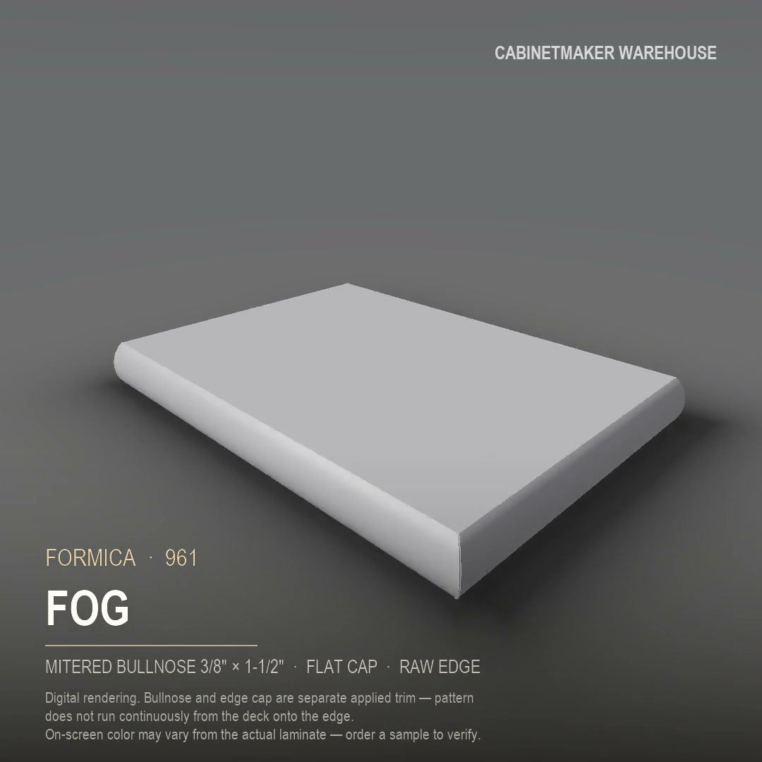 Formica Fog 961 laminate on a countertop with a mitered bullnose edge