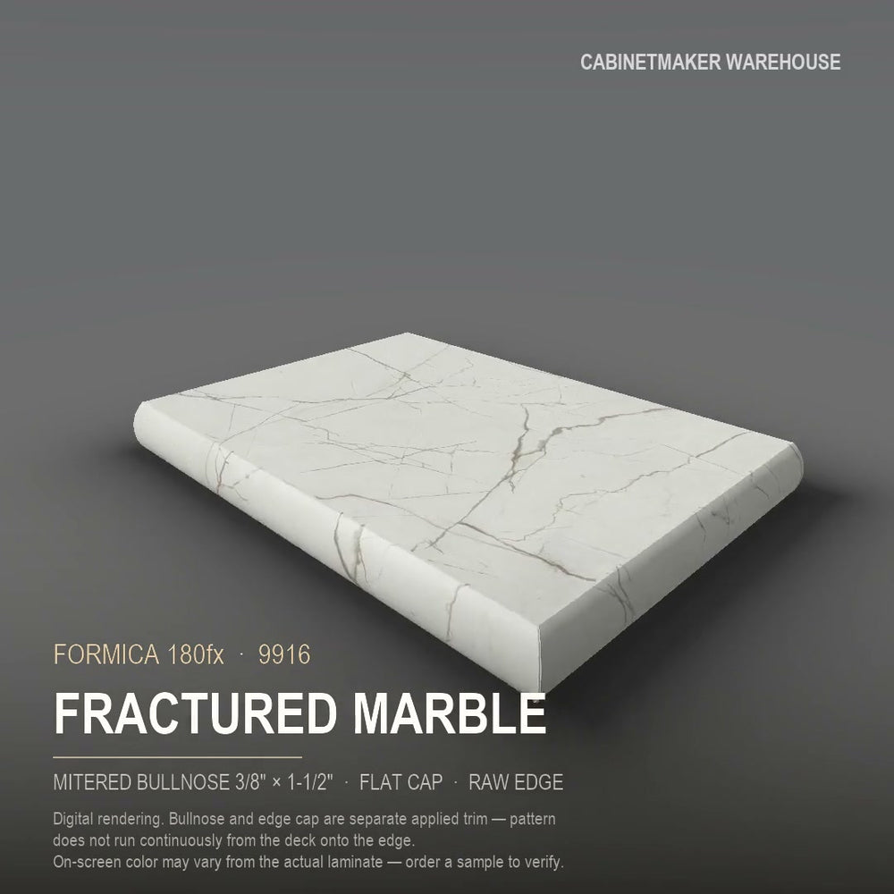 Formica Fractured Marble 9916 laminate on a countertop with a mitered bullnose edge