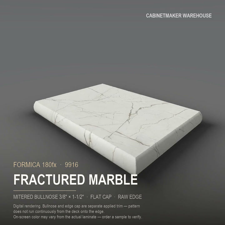 Formica Fractured Marble 9916 laminate on a countertop with a mitered bullnose edge