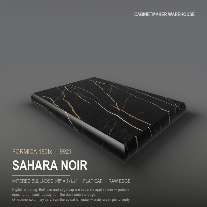 Formica Sahara Noir 9921 laminate on a countertop with a mitered bullnose edge