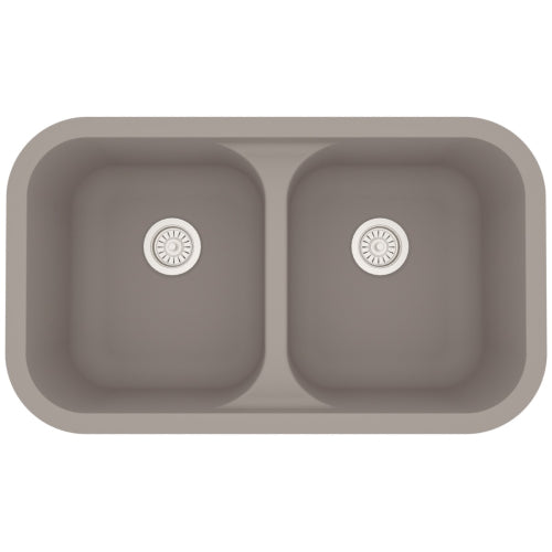 Concrete Karran Undermount Double Equal Bowl - Quartz Q-350