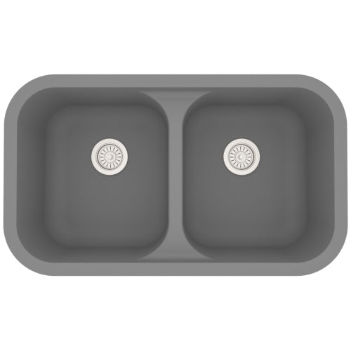 Grey Karran Undermount Double Equal Bowl - Quartz Q-350