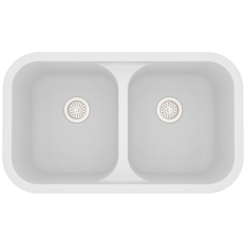 White Karran Undermount Double Equal Bowl - Quartz Q-350