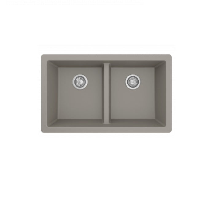 Concrete Karran Undermount Double Equal Bowl - Quartz QU-810