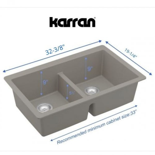 Draw/Dimensions of Double Equal Bowl - Quartz QU-810