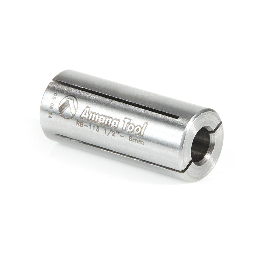 Amana Tool. High Precision Router Collet Reducer | 1⁄2 Overall Dia x 6mm Inner Dia x 1 1⁄4" Long | RB-113 