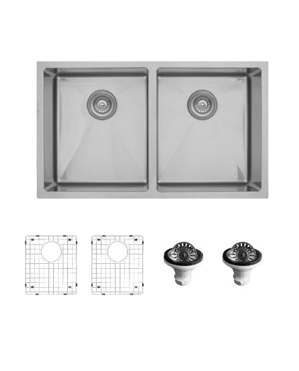 Karran Undermount Stainless Steel Double Equal Bowl Sink Kit - Elite EL-76